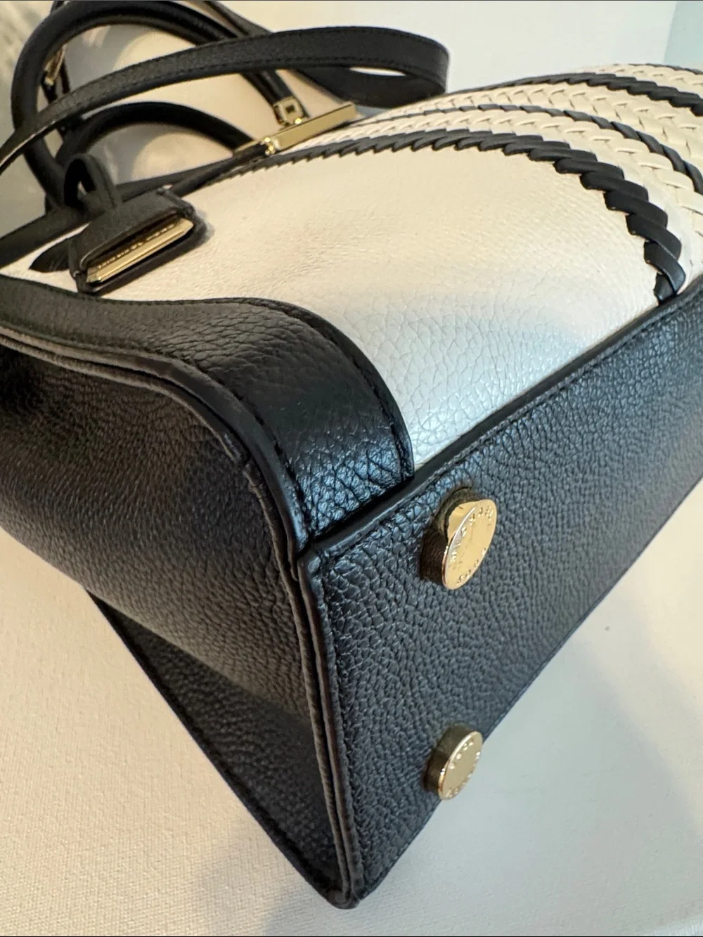 Michael Michael Kors Karson Large Woven Stripe Leather Satchel Bag